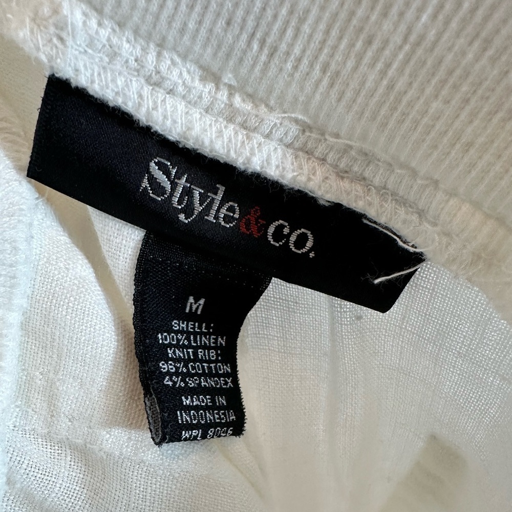 Style & Co Womens Size M 100% Linen Comfort Elastic Waistband Drawstring Tie - Picture 4 of 14